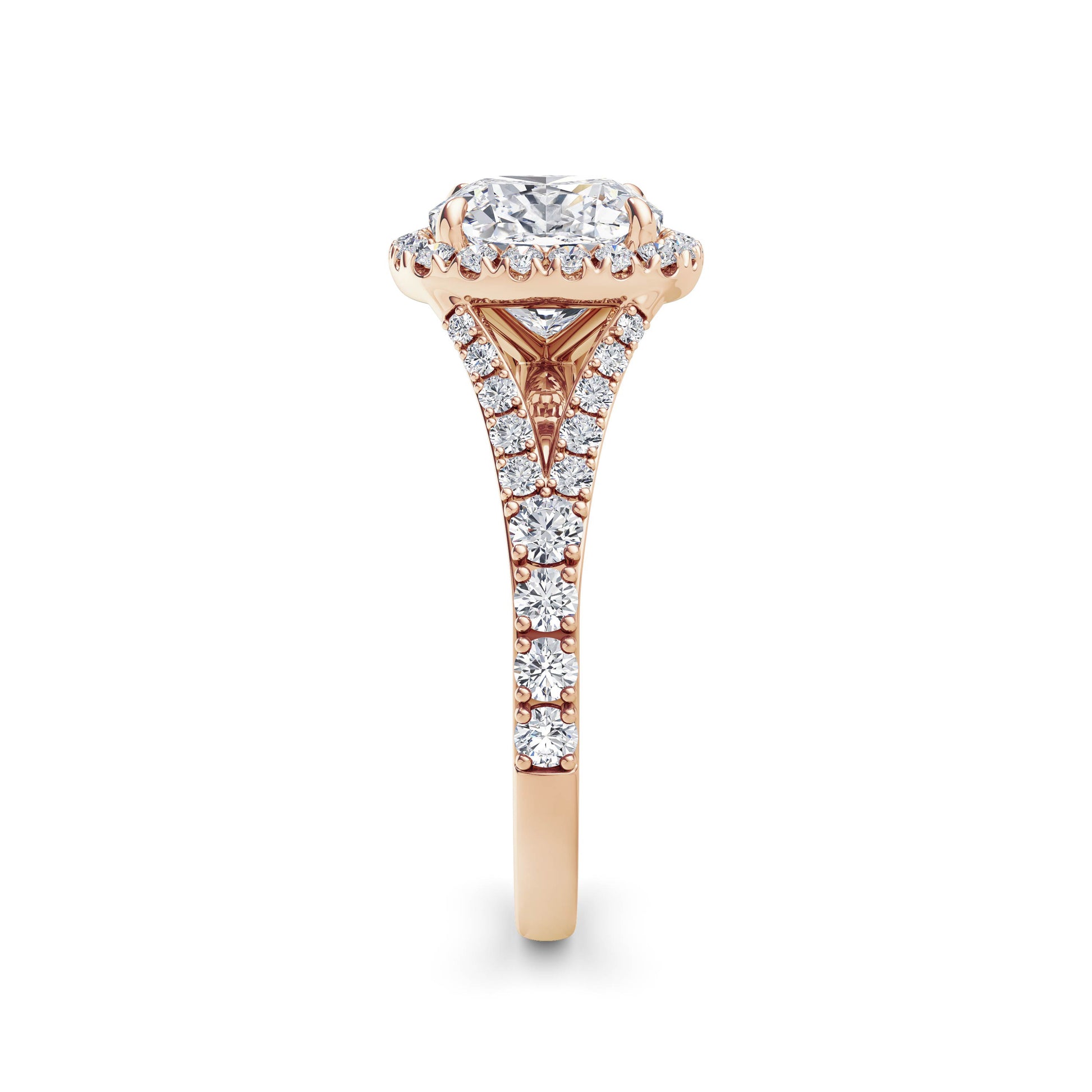Bethany 18k Rose Gold Cushion Halo