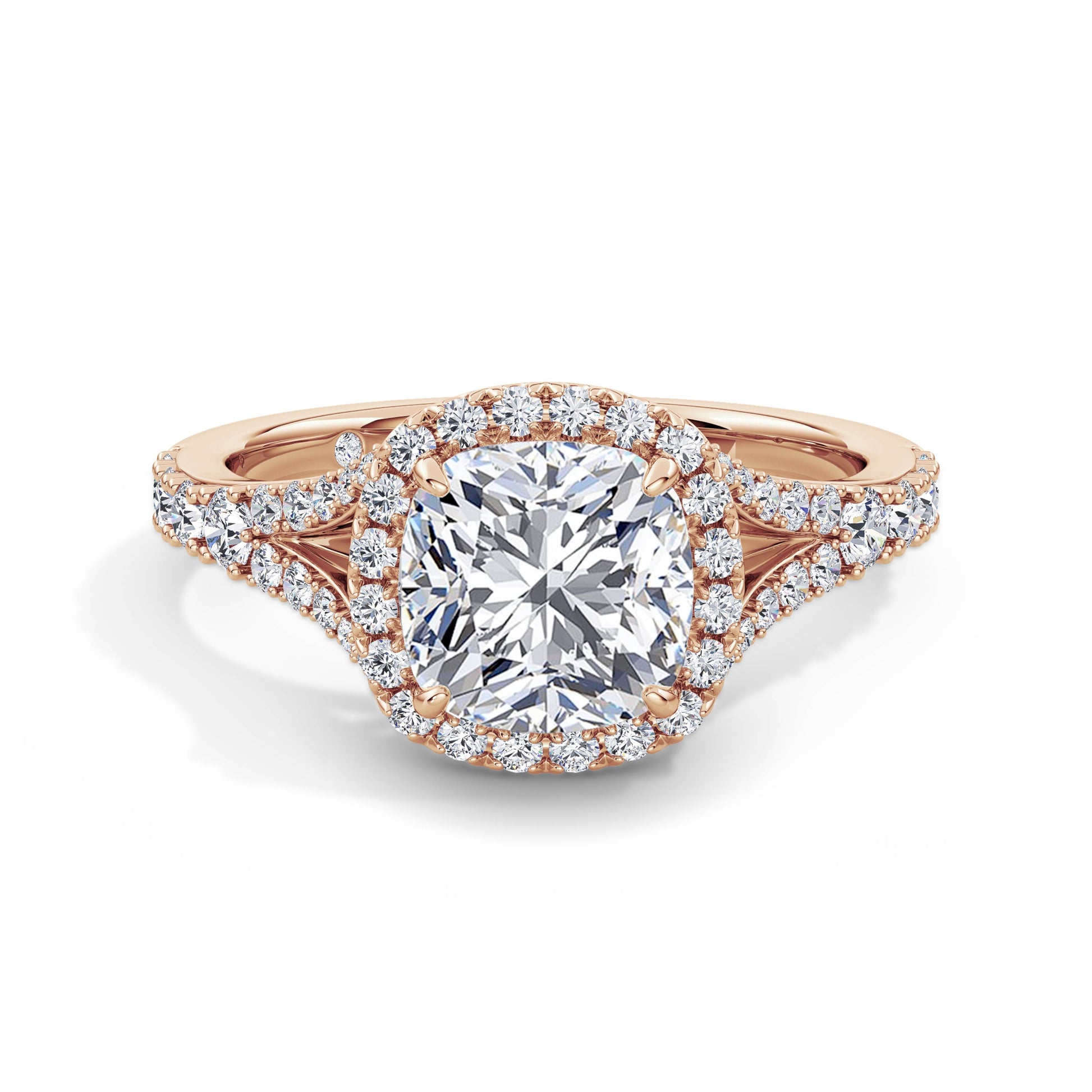 Bethany 18k Rose Gold Cushion Halo