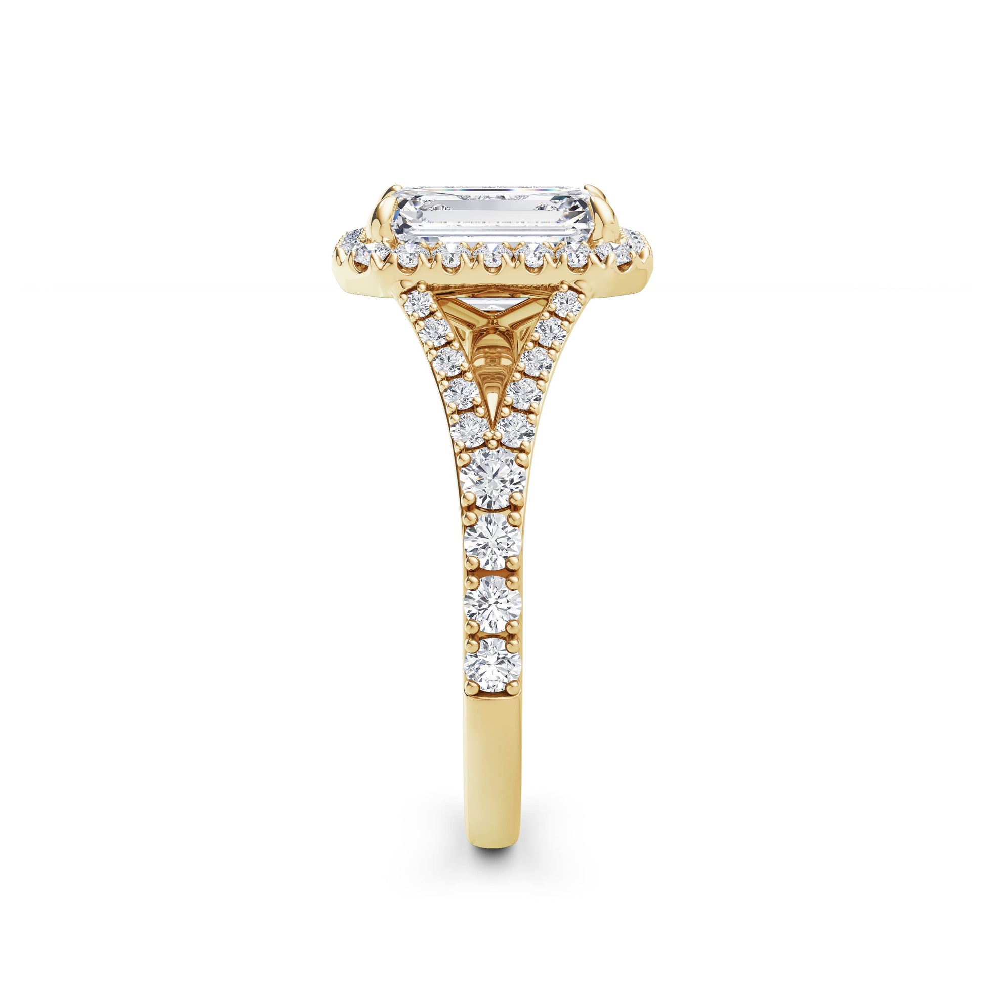 Bethany 18k Yellow Gold Emerald Halo