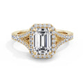 Bethany 18k Yellow Gold Emerald Halo