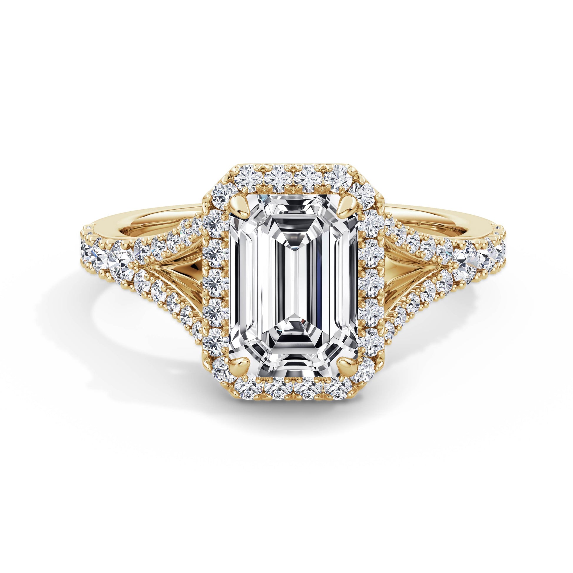 Bethany 18k Yellow Gold Emerald Halo