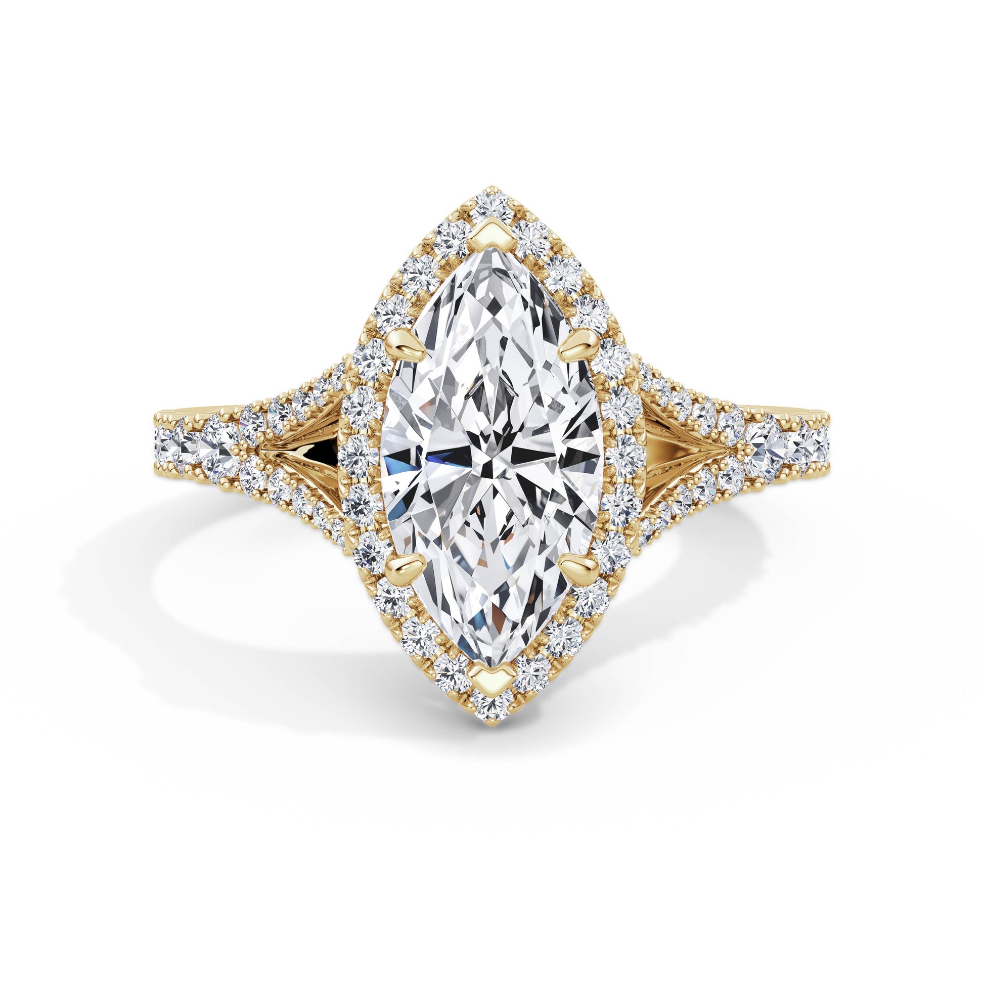 Bethany 18k Yellow Gold Marquise Halo