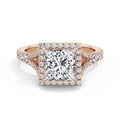 Bethany 18k Rose Gold Princess Halo