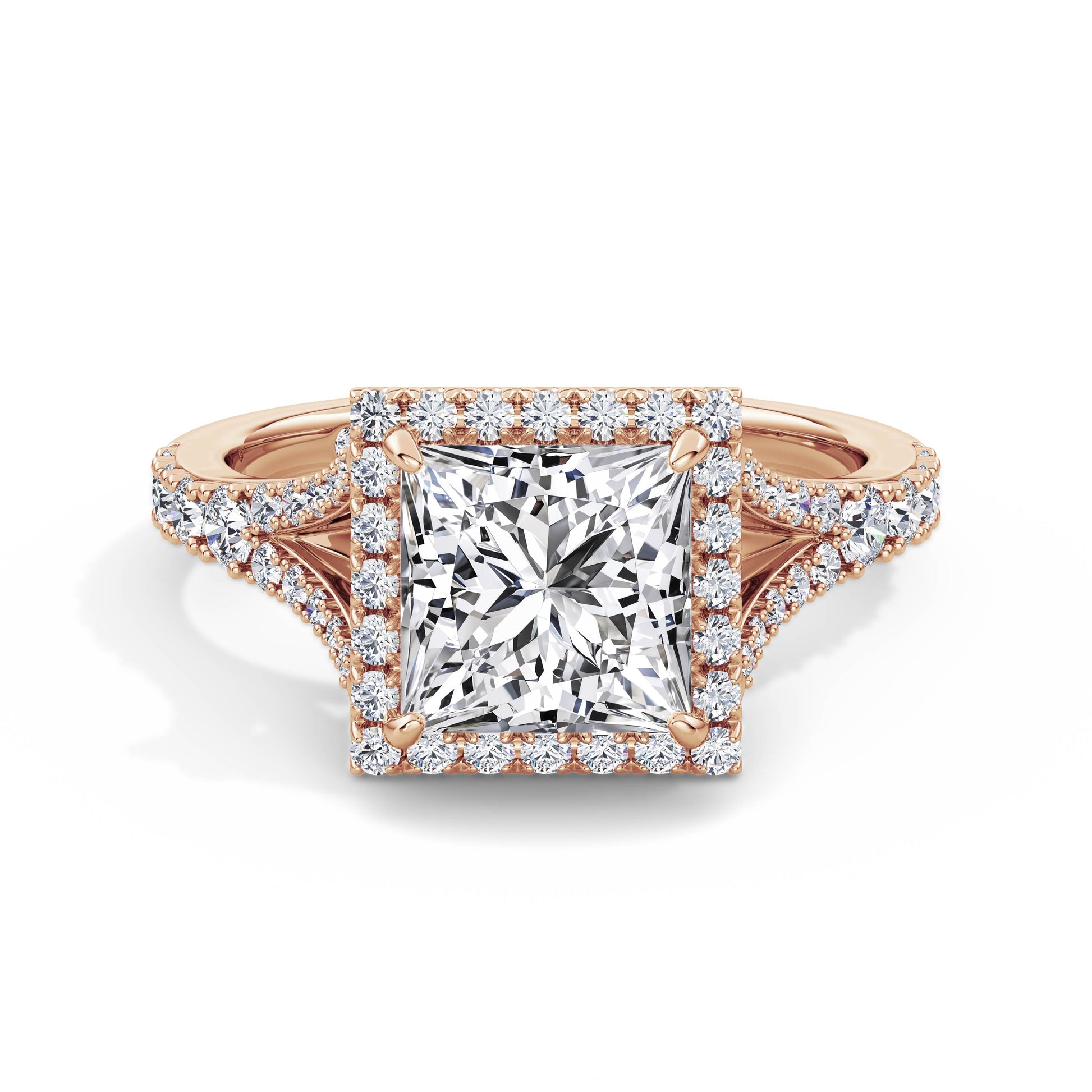 Bethany 18k Rose Gold Princess Halo