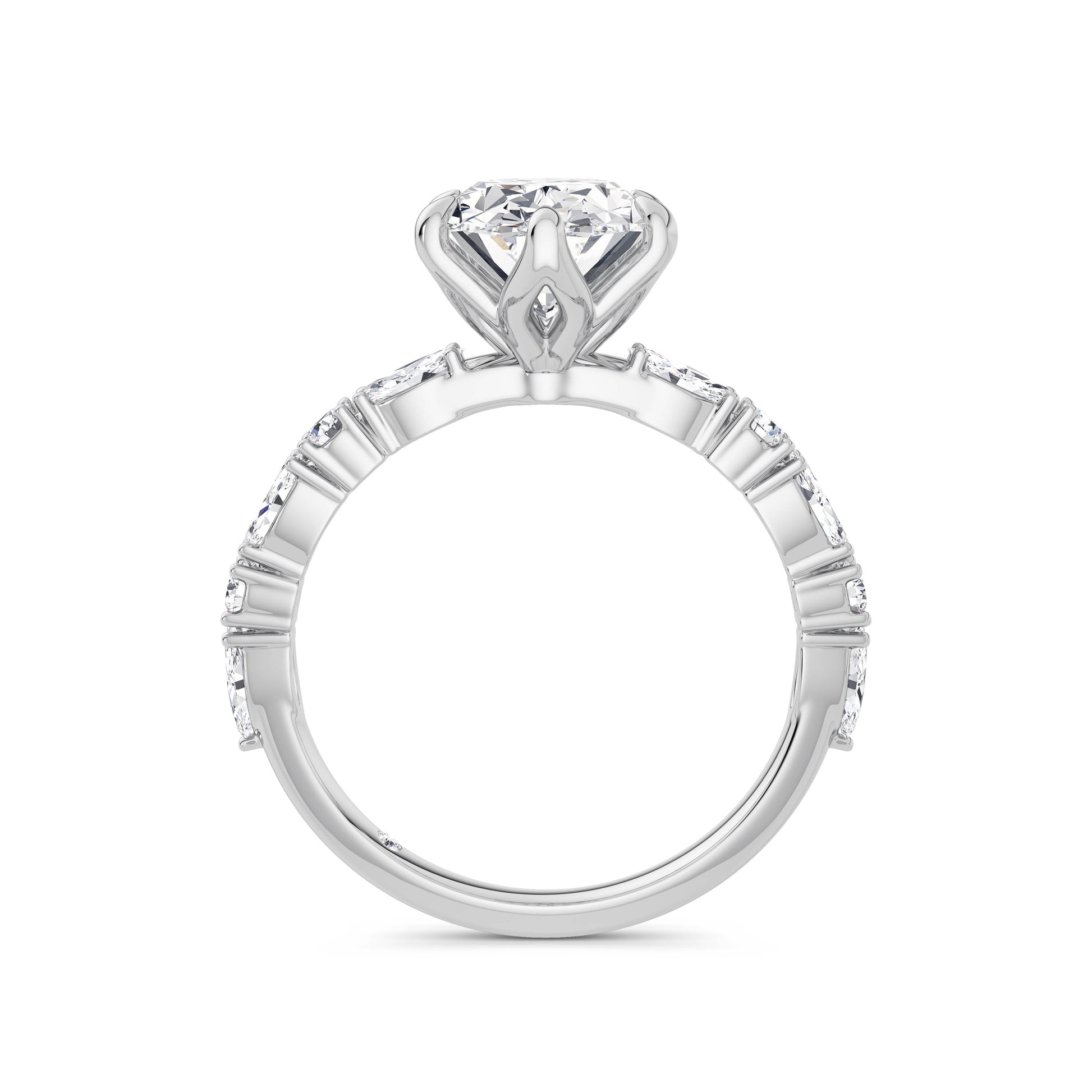 Beverley 18k White Gold Oval Diamond Band