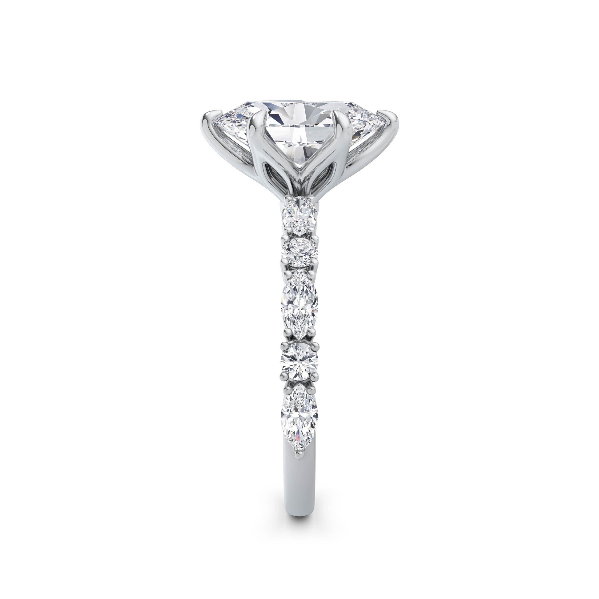 Beverley 18k White Gold Oval Diamond Band