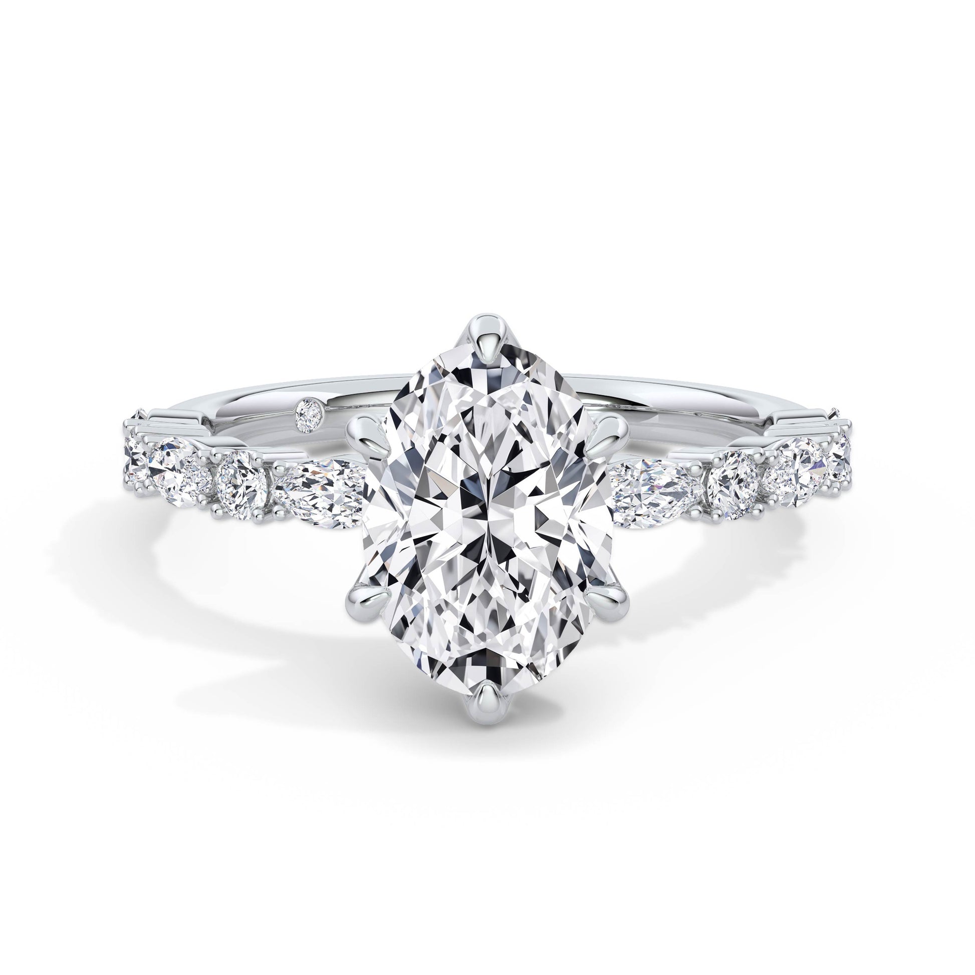 Beverley 18k White Gold Oval Diamond Band