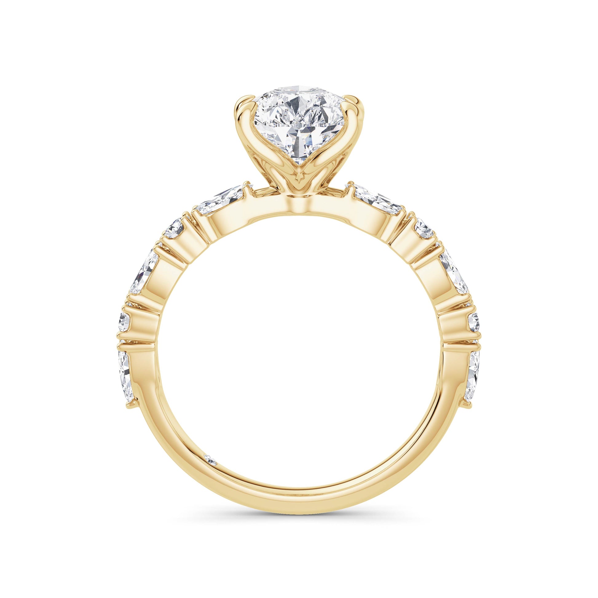 Beverley 18k Yellow Gold Pear Diamond Band