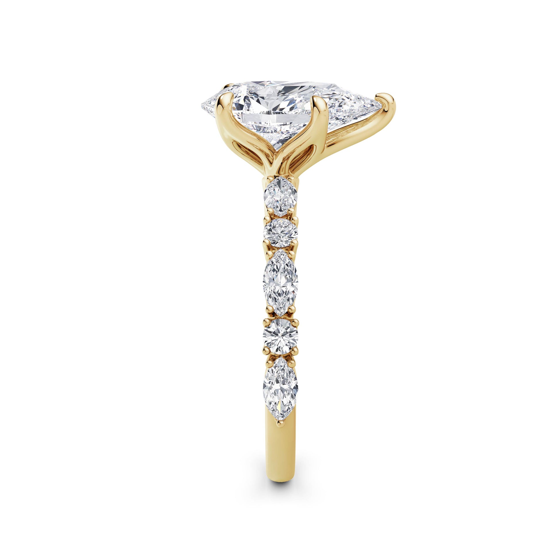 Beverley 18k Yellow Gold Pear Diamond Band