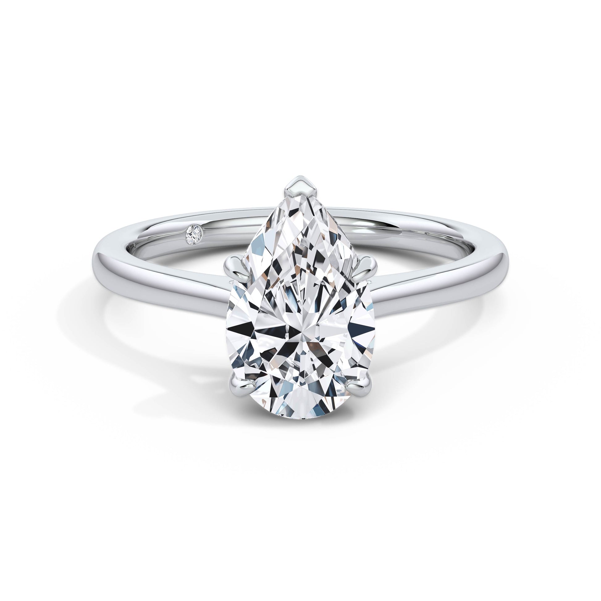 Carla 18k White Gold Pear Solitaire