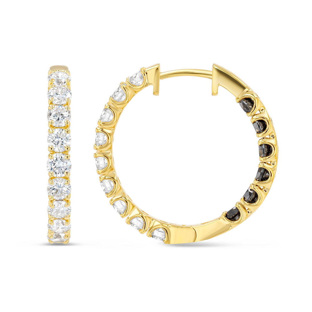 Inside Out Lab-Grown Diamond & Black Diamond Hoop Earrings White Gold