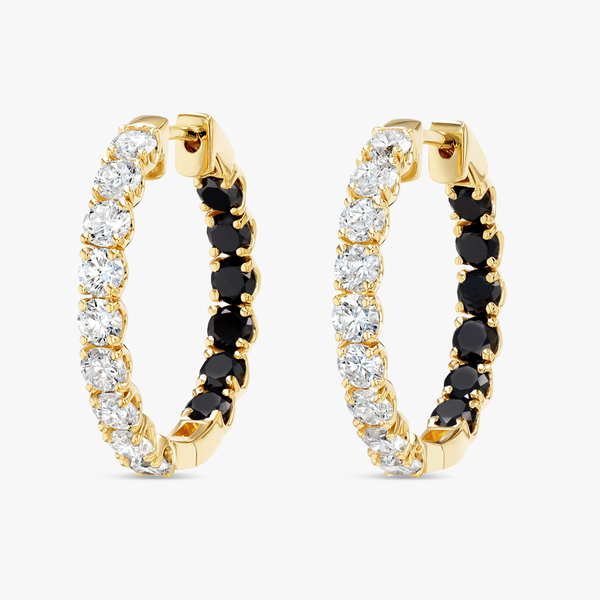 Inside Out Lab-Grown Diamond & Black Diamond Hoop Earrings White Gold