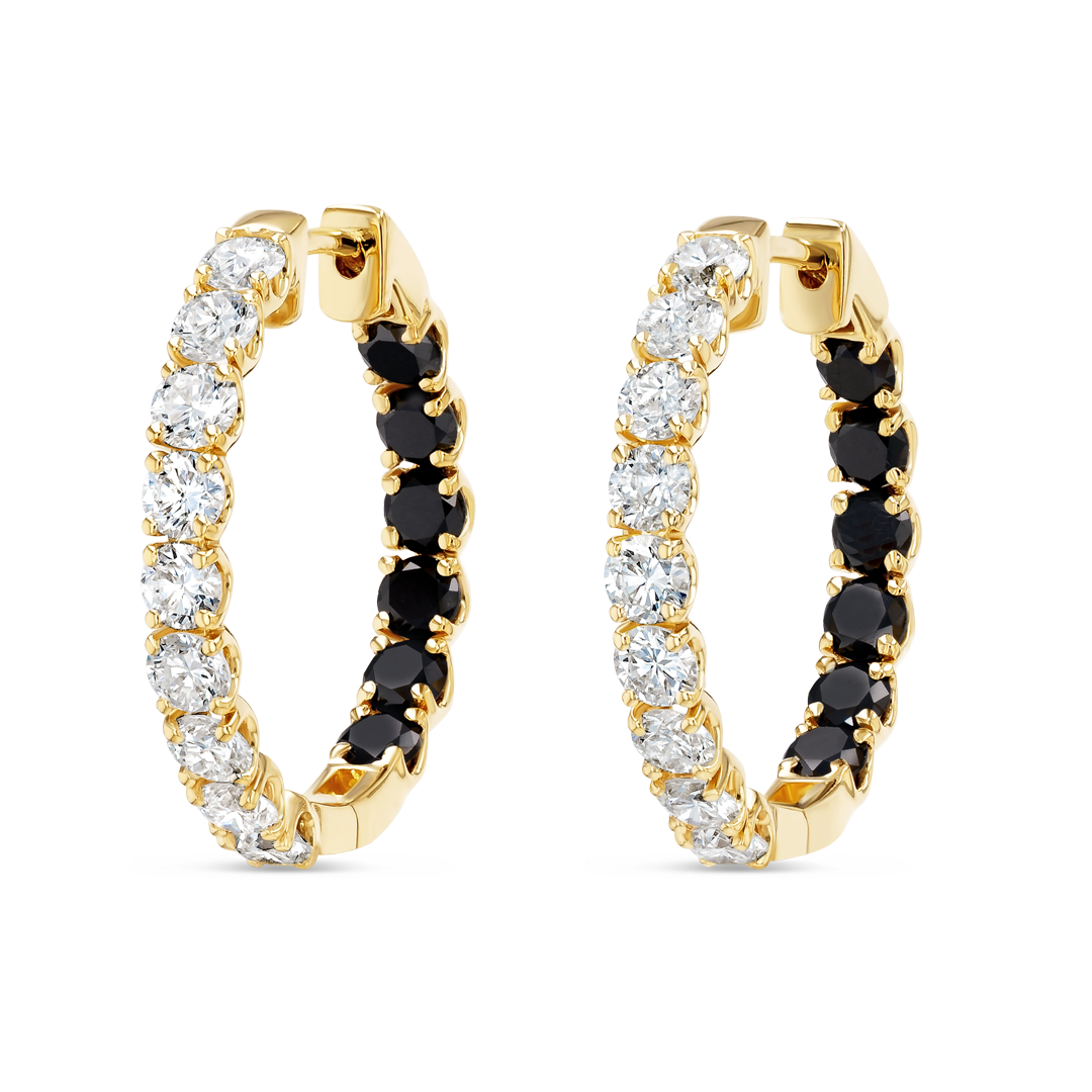 Inside Out Lab-Grown Diamond & Black Diamond Hoop Earrings White Gold