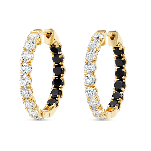Inside Out Lab-Grown Diamond & Black Diamond Hoop Earrings White Gold