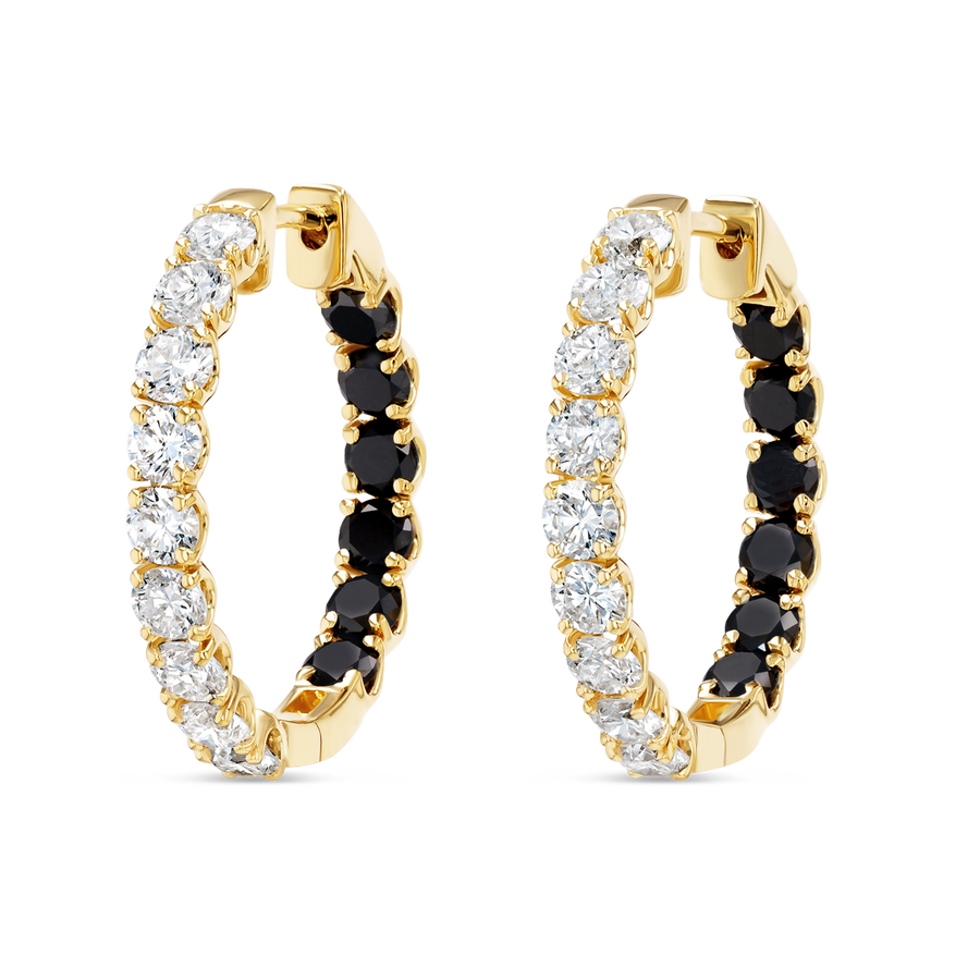 Inside Out Lab-Grown Diamond & Black Diamond Hoop Earrings White Gold