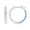 Inside Out Lab-Grown Diamond & Blue Sapphire Hoop Earrings White Gold
