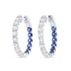 Inside Out Lab-Grown Diamond & Blue Sapphire Hoop Earrings White Gold