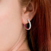Inside Out Lab-Grown Diamond & Ruby Hoop Earrings White Gold