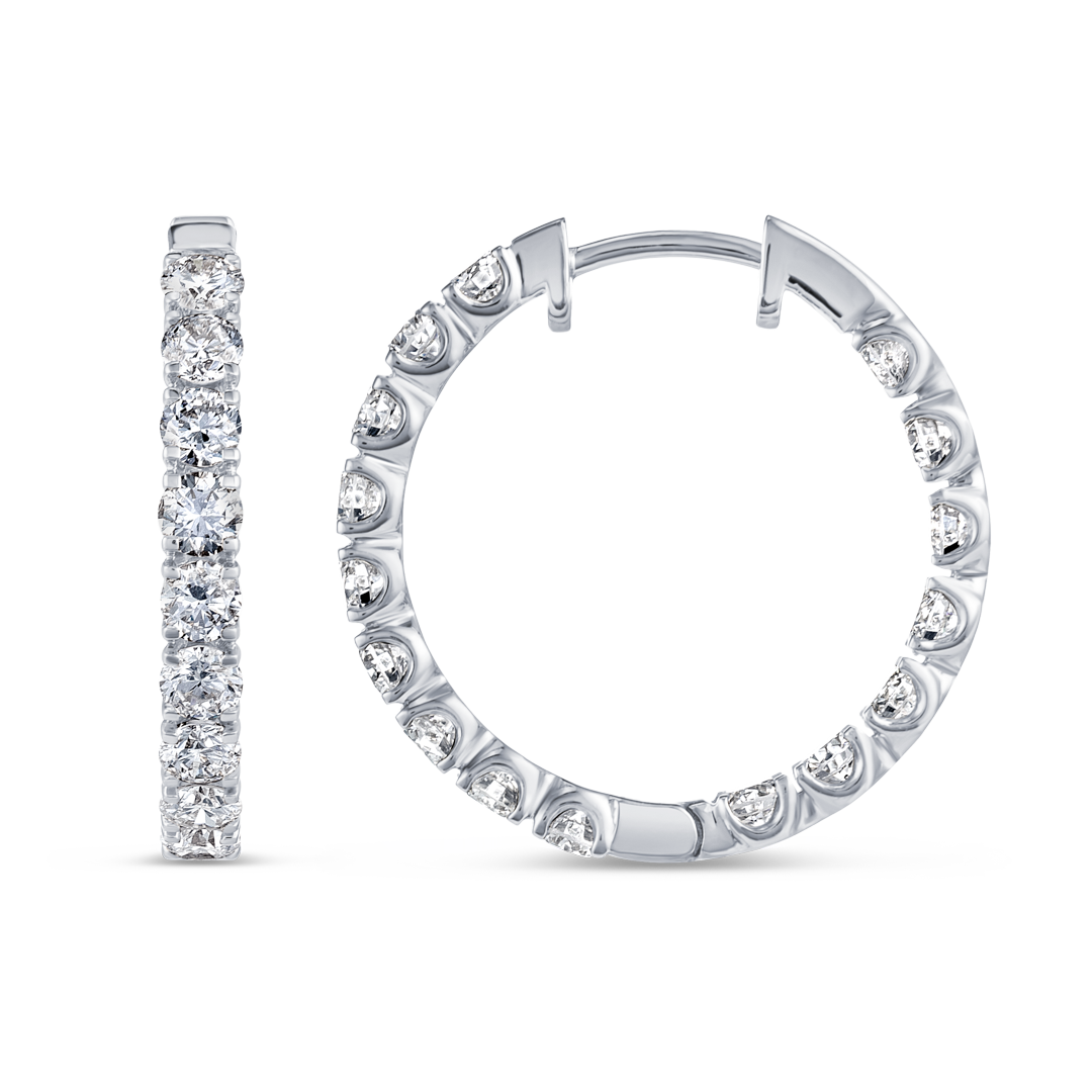 Inside Out Lab-Grown Diamond Hoop Earrings White Gold