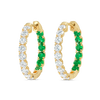 Inside Out Lab-Grown Diamond & Emerald Hoop Earrings Yellow Gold