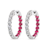 Inside Out Lab-Grown Diamond & Ruby Hoop Earrings White Gold