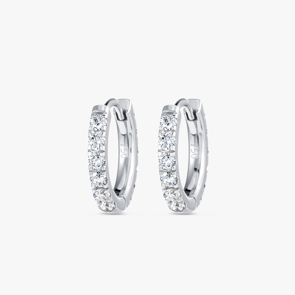 Small Lab-Grown Diamond Huggie Earrings White Gold