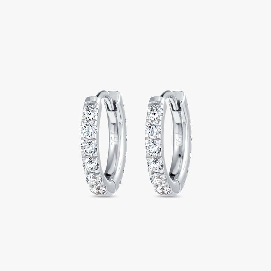 Small Lab-Grown Diamond Huggie Earrings White Gold