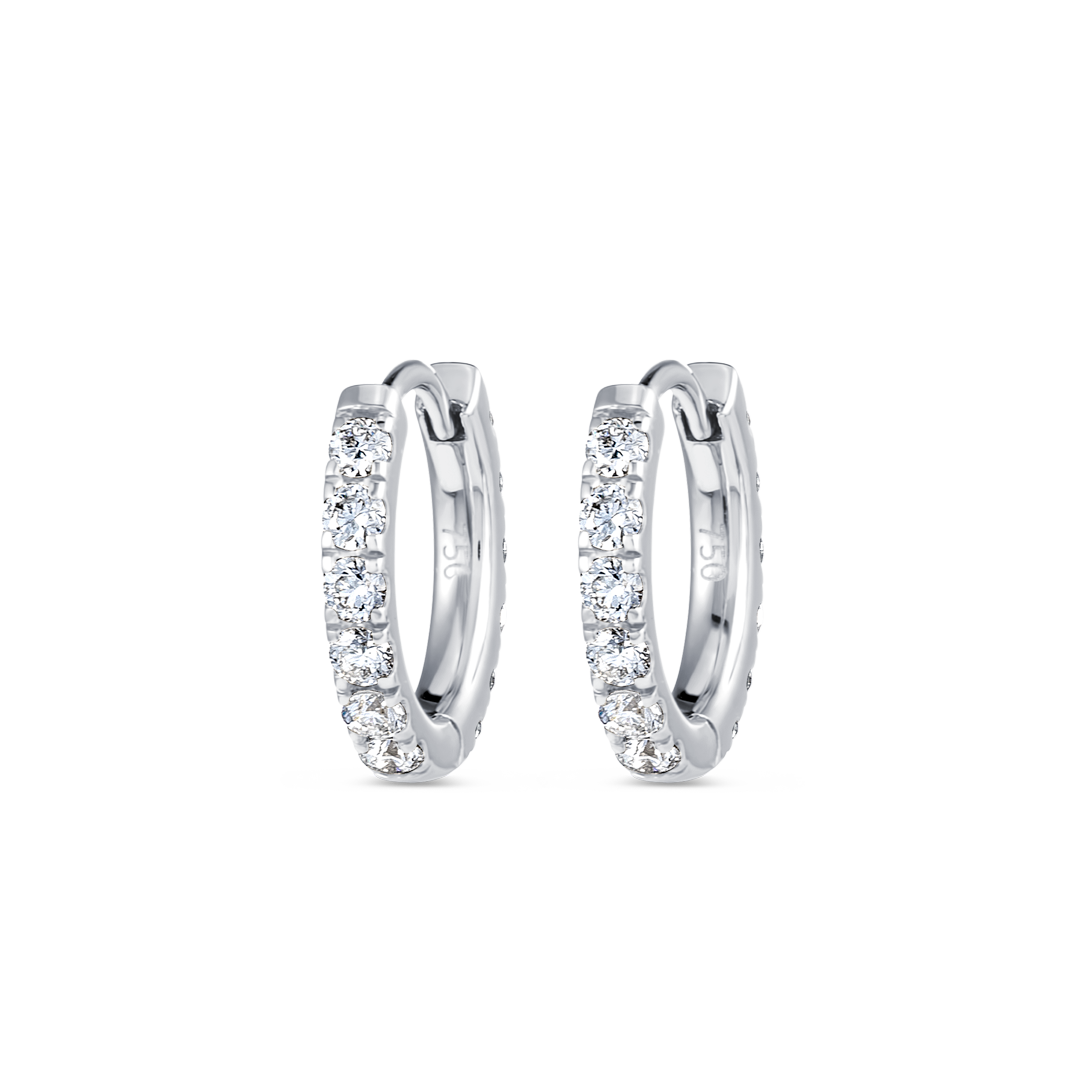 Small Lab-Grown Diamond Huggie Earrings White Gold