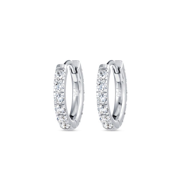 Small Lab-Grown Diamond Huggie Earrings White Gold