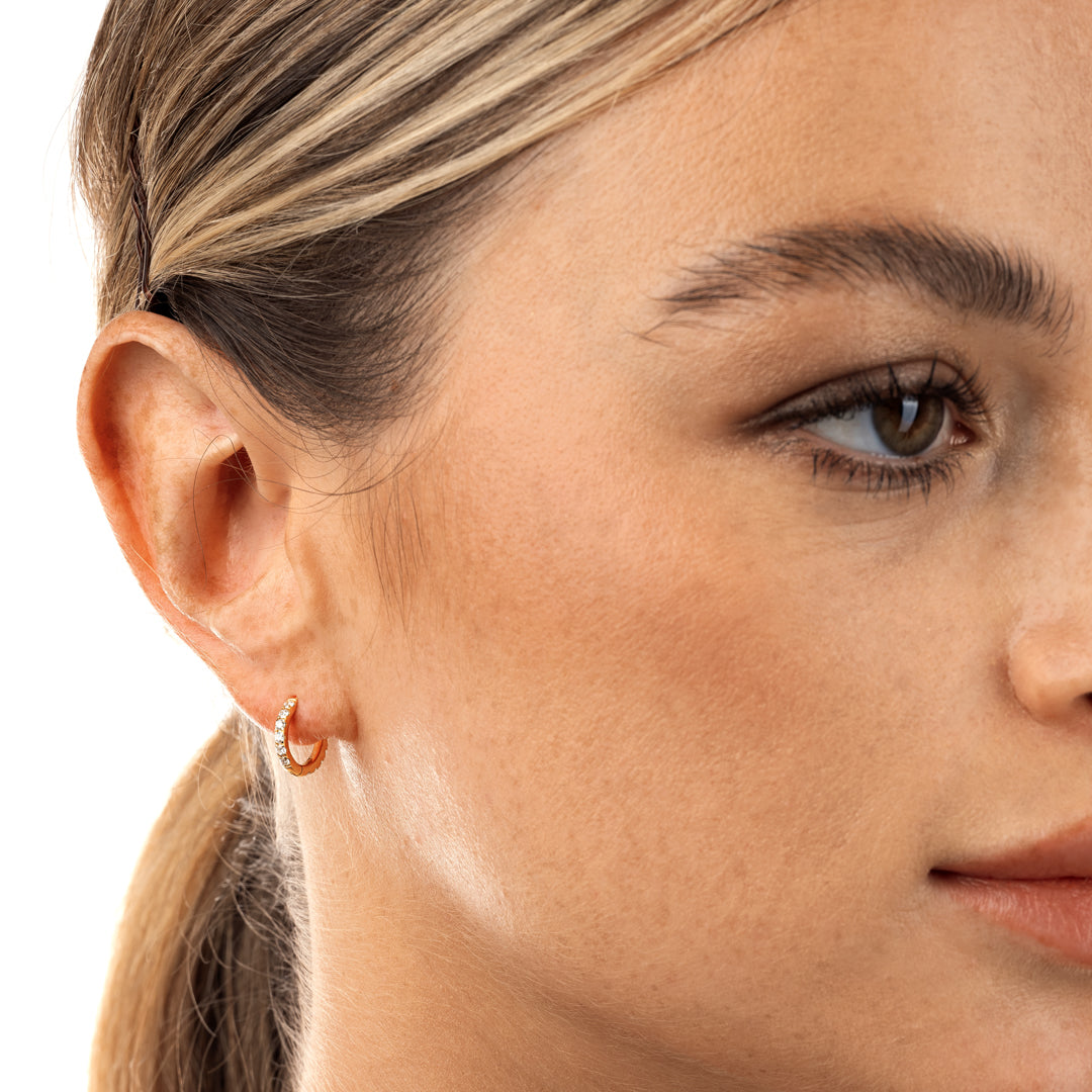 Small Lab-Grown Diamond Huggie Earrings Yellow Gold