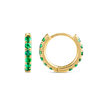 Small Emerald Huggie Earrings Yellow Gold