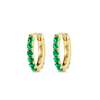 Small Emerald Huggie Earrings Yellow Gold