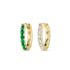 Small Lab-Grown Diamond & Emerald Huggie Earrings Yellow Gold