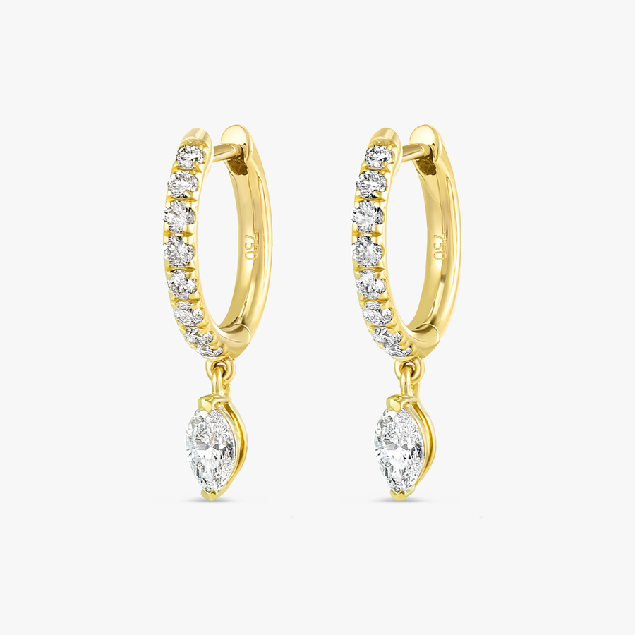 Marquise Lab-Grown Diamond Drop Earrings Yellow Gold