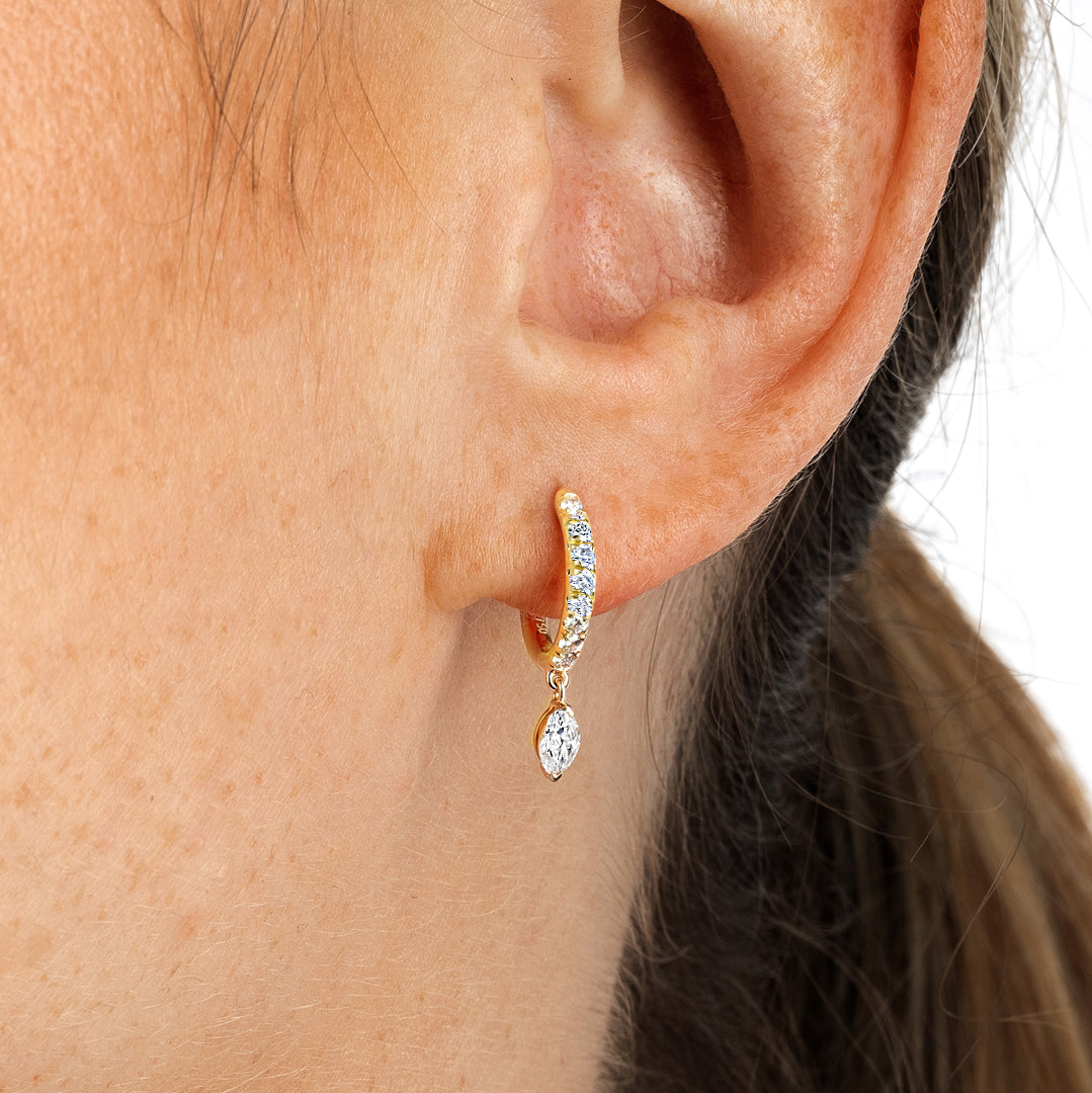 Marquise Lab-Grown Diamond Drop Earrings Yellow Gold