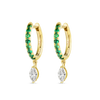 Marquise Lab-Grown Diamond & Emerald Drop Earrings Yellow Gold