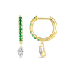 Marquise Lab-Grown Diamond & Emerald Drop Earrings Yellow Gold
