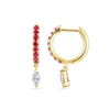 Marquise Lab-Grown Diamond & Ruby Drop Earrings Yellow Gold