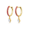 Marquise Lab-Grown Diamond & Ruby Drop Earrings Yellow Gold