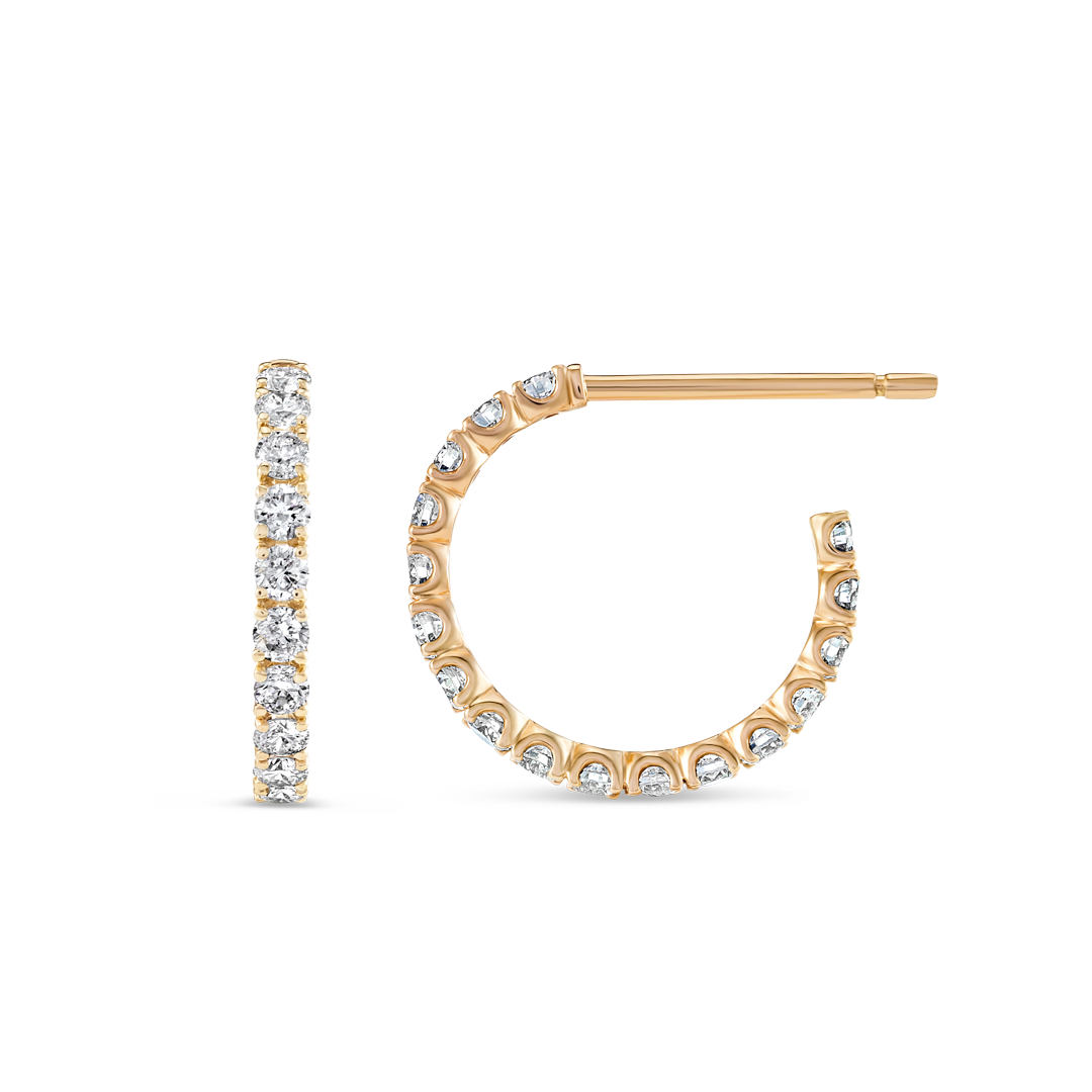 Large Lab-Grown Diamond Huggie Earrings Rose Gold