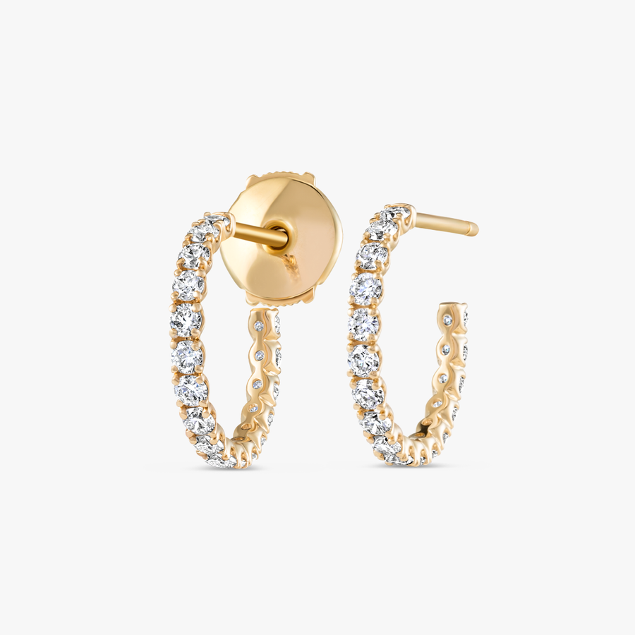 Large Lab-Grown Diamond Huggie Earrings Rose Gold
