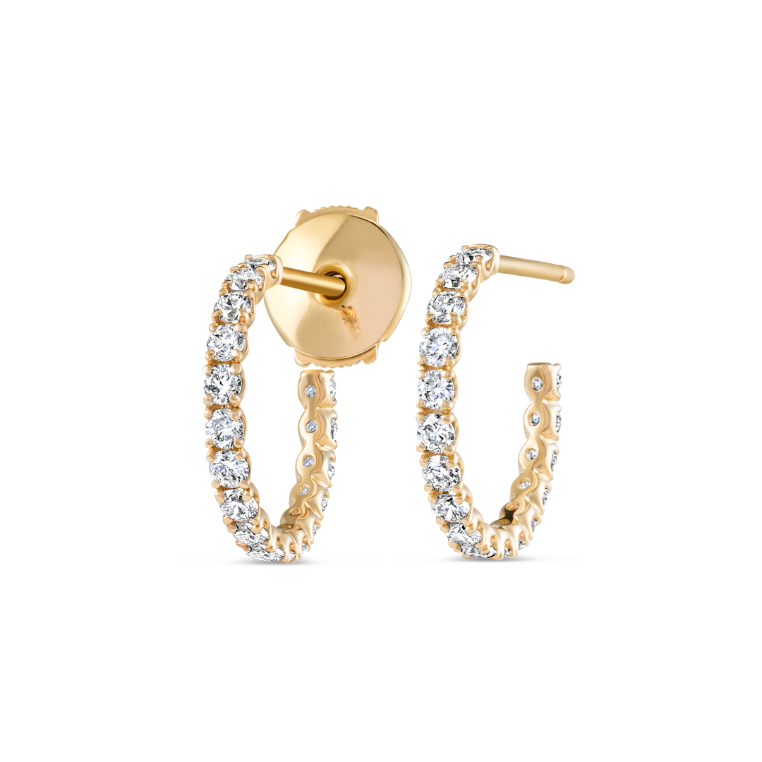 Large Diamond Huggie Earrings Rose Gold