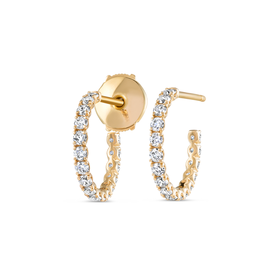 Large Lab-Grown Diamond Huggie Earrings Rose Gold