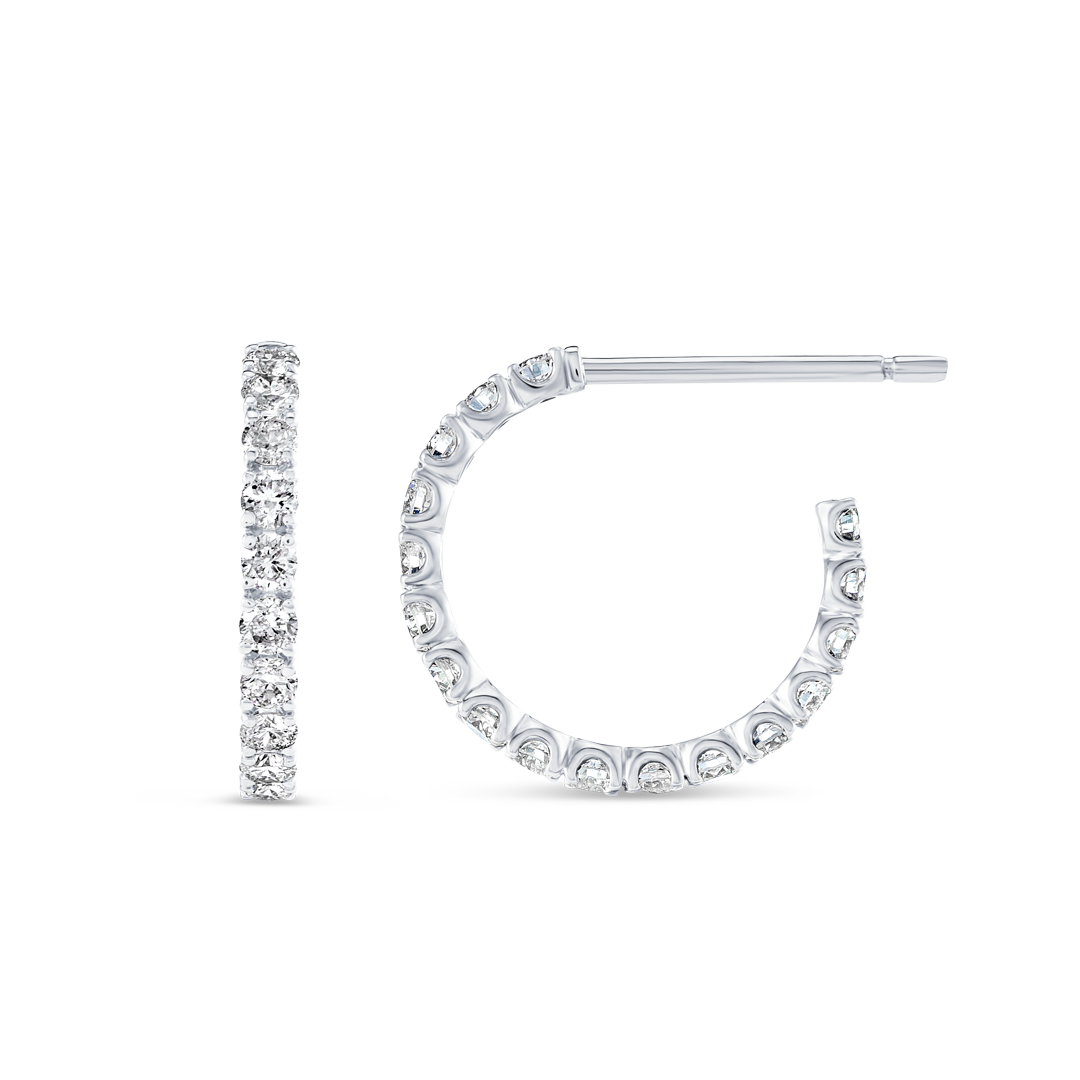 Large Lab-Grown Diamond Huggie Earrings White Gold
