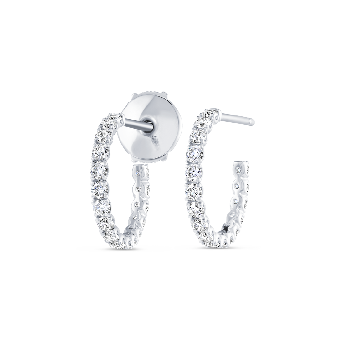 Large Lab-Grown Diamond Huggie Earrings White Gold