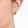 Channel Set Emerald & Lab-Grown Diamond Huggie Earrings Yellow Gold