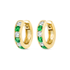 Channel Set Emerald & Lab-Grown Diamond Huggie Earrings Yellow Gold