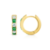 Channel Set Emerald & Lab-Grown Diamond Huggie Earrings Yellow Gold