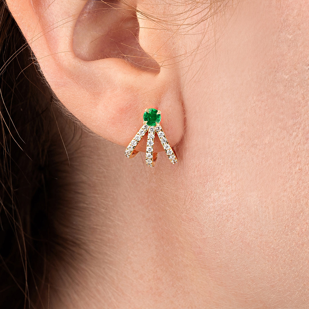 Triple Huggie With Detachable Stud Earrings Yellow Gold