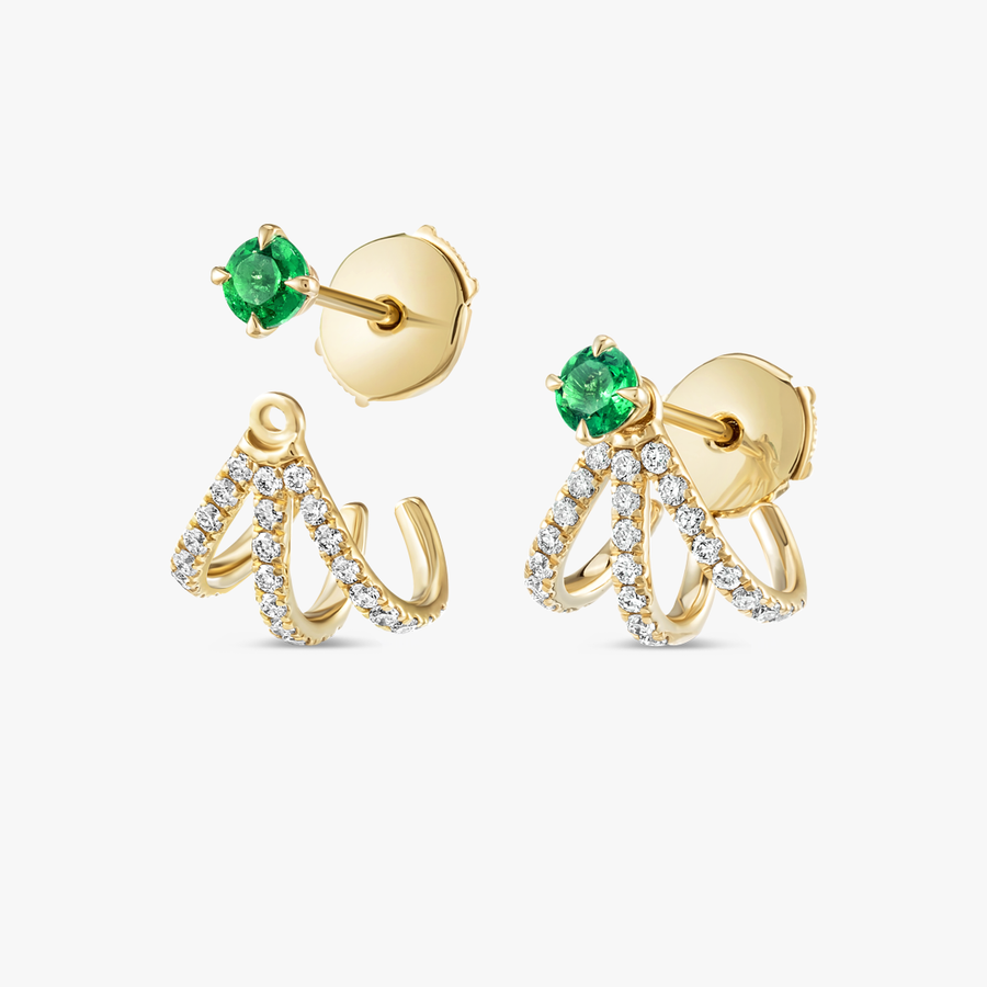 Triple Huggie With Detachable Stud Earrings Yellow Gold